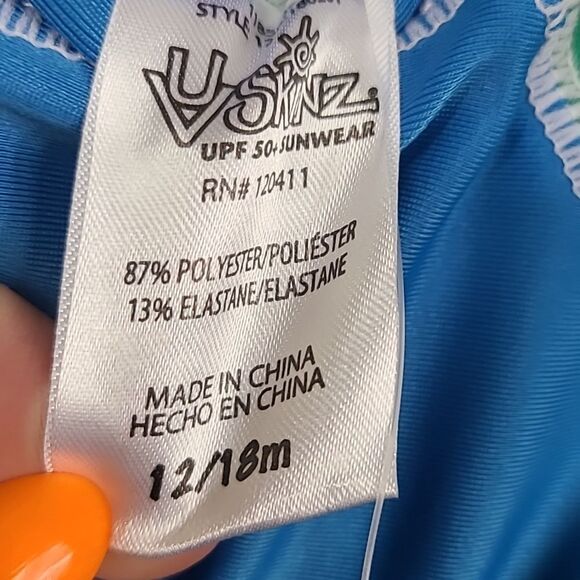 NWT UV Skins Rashguard + Bucket Hat 12/18M Blue Surf-A-Saurus Dino Swim UPF 50+ - Picture 11 of 11